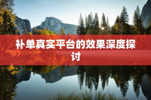 补单真实平台的效果深度探讨