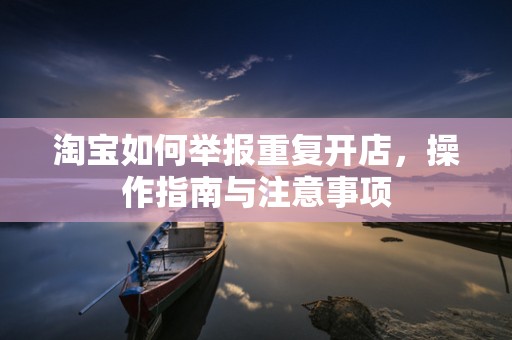 淘宝如何举报重复开店，操作指南与注意事项