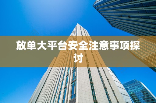 放单大平台安全注意事项探讨