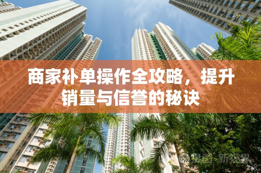 商家补单操作全攻略，提升销量与信誉的秘诀