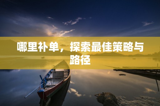哪里补单，探索最佳策略与路径