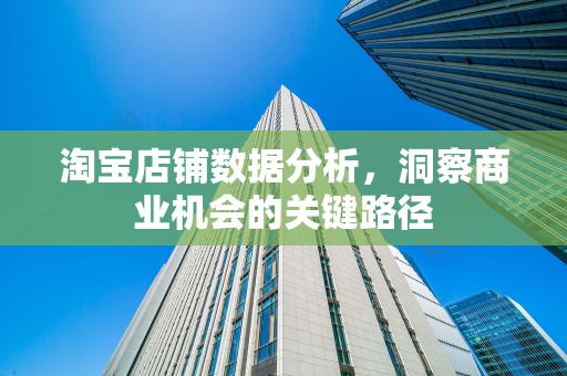 淘宝店铺数据分析，洞察商业机会的关键路径