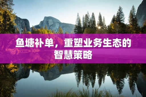 鱼塘补单，重塑业务生态的智慧策略