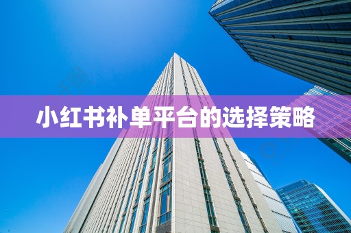 小红书补单平台的选择策略