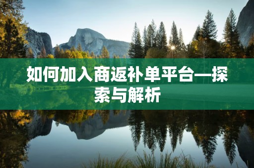 如何加入商返补单平台—探索与解析