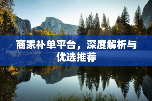 商家补单平台，深度解析与优选推荐