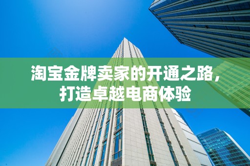 淘宝金牌卖家的开通之路，打造卓越电商体验