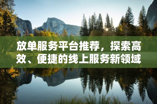放单服务平台推荐，探索高效、便捷的线上服务新领域