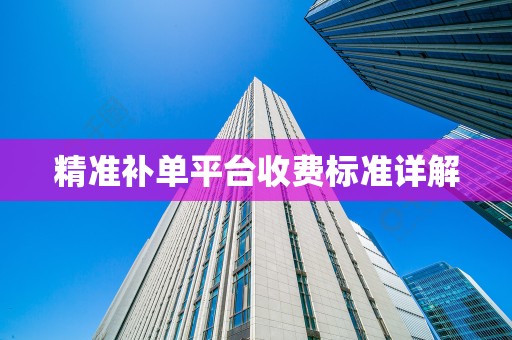 精准补单平台收费标准详解