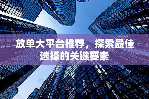 放单大平台推荐，探索最佳选择的关键要素