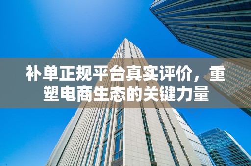 补单正规平台真实评价，重塑电商生态的关键力量