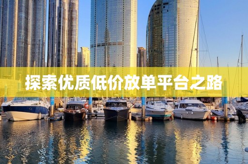 探索优质低价放单平台之路