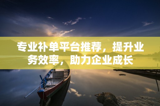 专业补单平台推荐，提升业务效率，助力企业成长