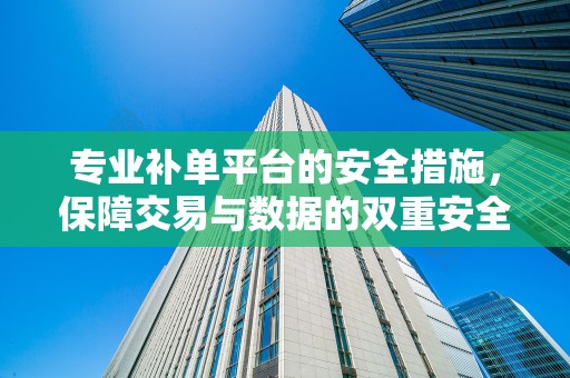 专业补单平台的安全措施，保障交易与数据的双重安全