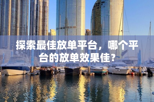探索最佳放单平台，哪个平台的放单效果佳？