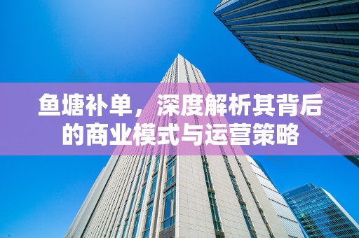 鱼塘补单，深度解析其背后的商业模式与运营策略