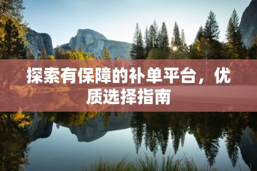 探索有保障的补单平台，优质选择指南
