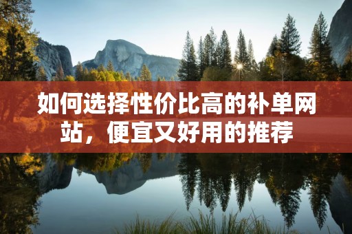 如何选择性价比高的补单网站，便宜又好用的推荐