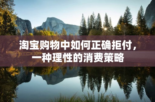 淘宝购物中如何正确拒付，一种理性的消费策略