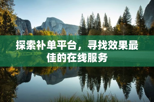 探索补单平台，寻找效果最佳的在线服务