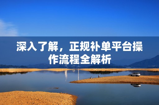 深入了解，正规补单平台操作流程全解析