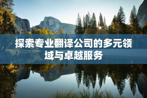 探索专业翻译公司的多元领域与卓越服务