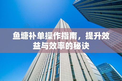 鱼塘补单操作指南，提升效益与效率的秘诀