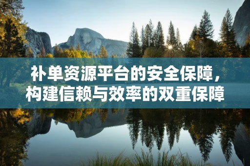 补单资源平台的安全保障，构建信赖与效率的双重保障机制