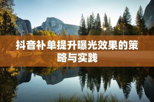 抖音补单提升曝光效果的策略与实践