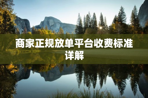 商家正规放单平台收费标准详解