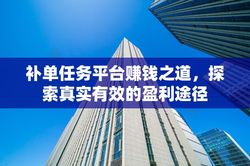 补单任务平台赚钱之道，探索真实有效的盈利途径
