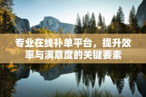 专业在线补单平台，提升效率与满意度的关键要素