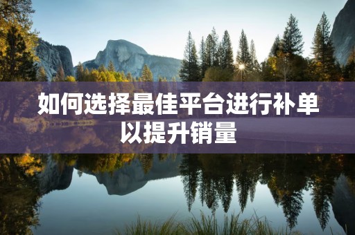 如何选择最佳平台进行补单以提升销量