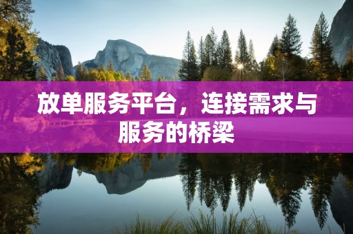 放单服务平台，连接需求与服务的桥梁