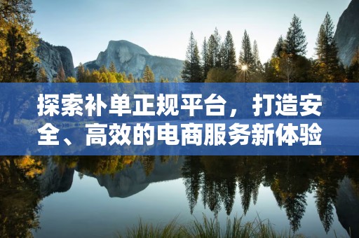 探索补单正规平台，打造安全、高效的电商服务新体验