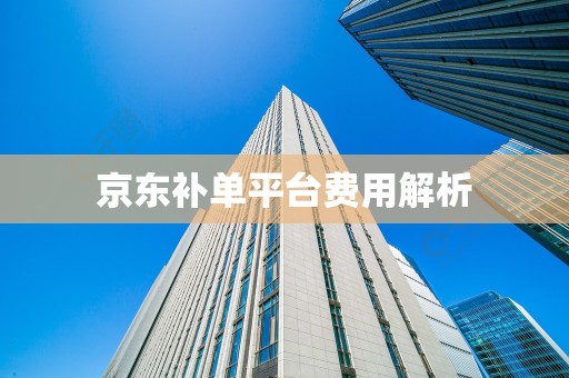 京东补单平台费用解析