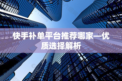 快手补单平台推荐哪家—优质选择解析