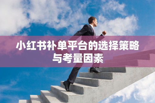 小红书补单平台的选择策略与考量因素