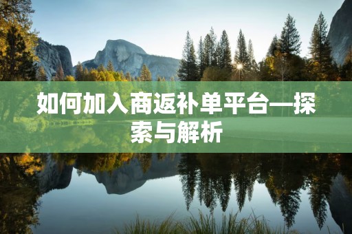 如何加入商返补单平台—探索与解析