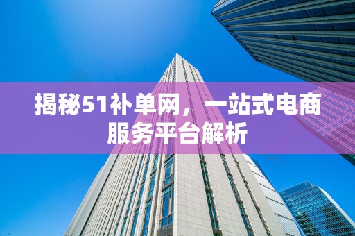 揭秘51补单网，一站式电商服务平台解析