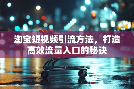 淘宝短视频引流方法，打造高效流量入口的秘诀