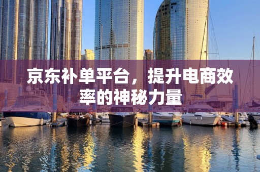 京东补单平台，提升电商效率的神秘力量