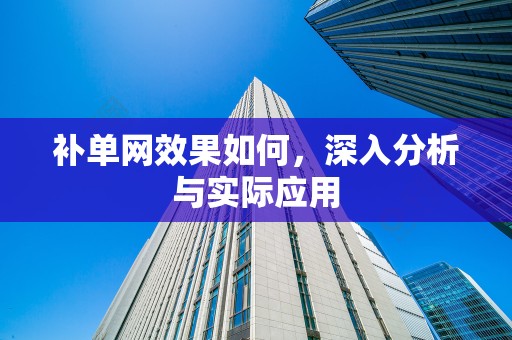 补单网效果如何，深入分析与实际应用
