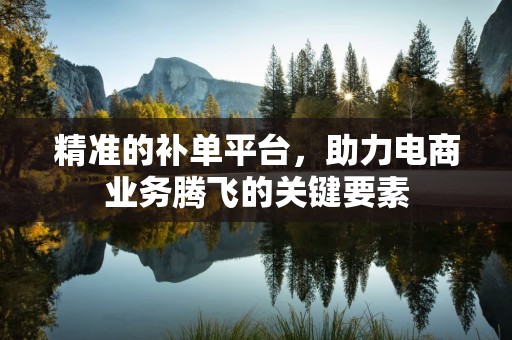 精准的补单平台，助力电商业务腾飞的关键要素