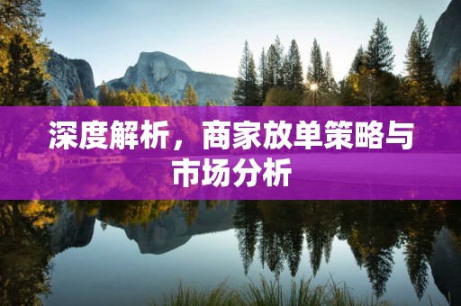 深度解析，商家放单策略与市场分析