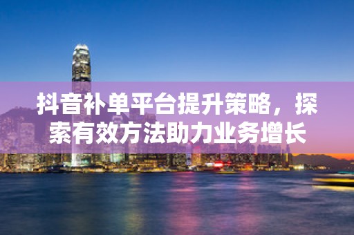 抖音补单平台提升策略，探索有效方法助力业务增长
