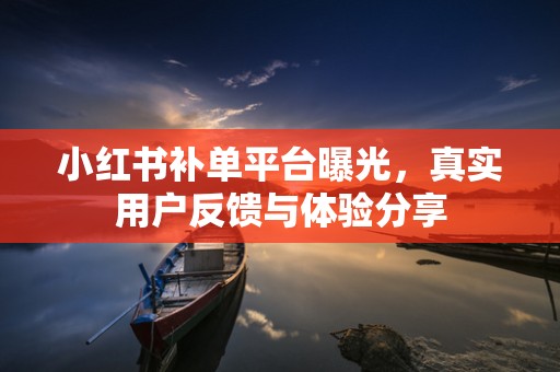 小红书补单平台曝光，真实用户反馈与体验分享