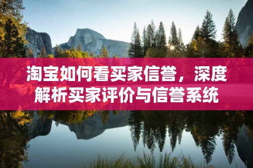淘宝如何看买家信誉，深度解析买家评价与信誉系统