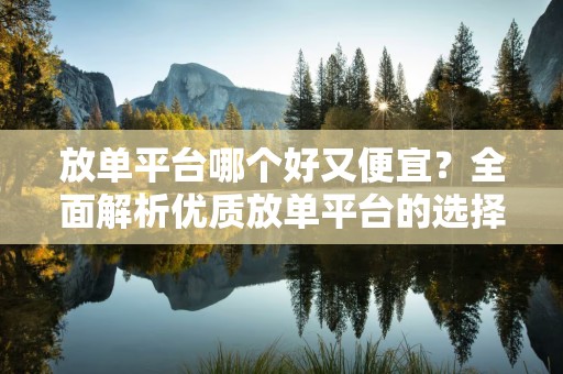 放单平台哪个好又便宜？全面解析优质放单平台的选择要素