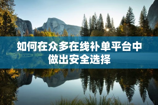 如何在众多在线补单平台中做出安全选择